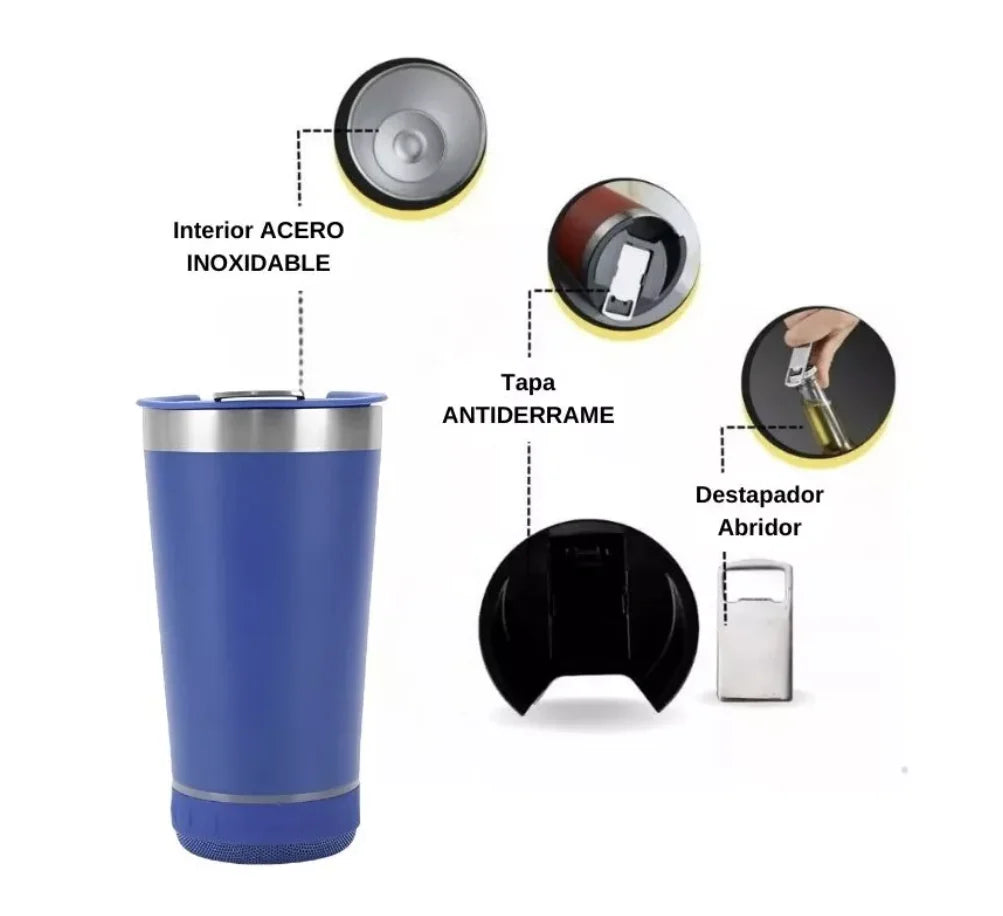 ThermoSmart - VASO TERMO PARLANTE BLUETOOTH 3 EN 1